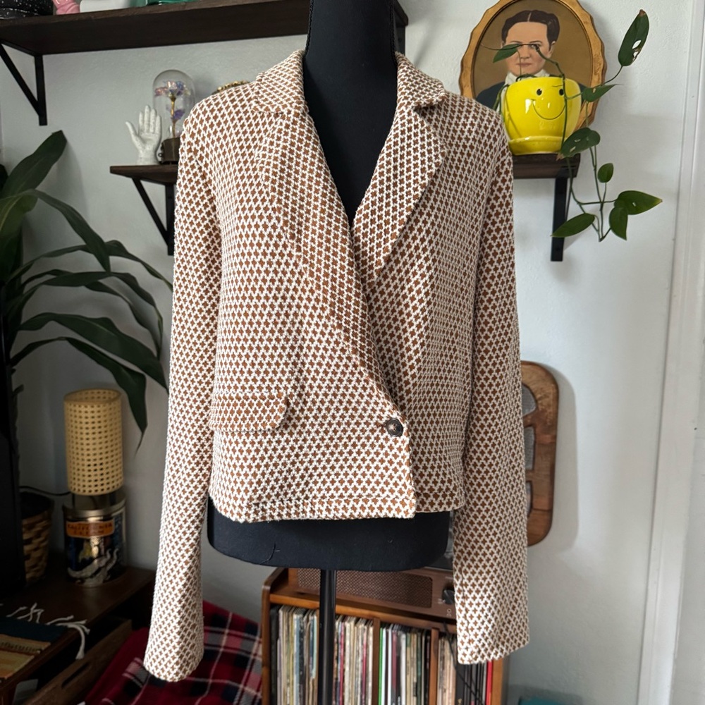 Anthropologie Maeve Cropped Knit Arabesque Blazer - Picture 4 of 11
